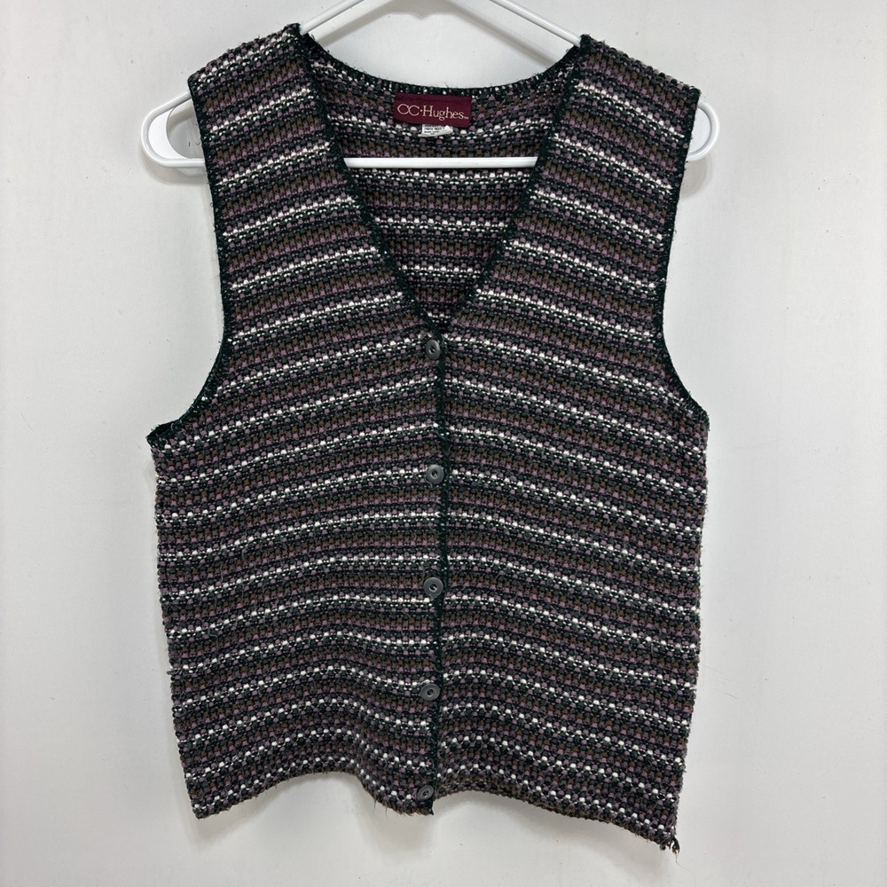 VTG 90s CC Hughes Knit Button Sweater Vest Size M Grandmacore Cottagecore Retro